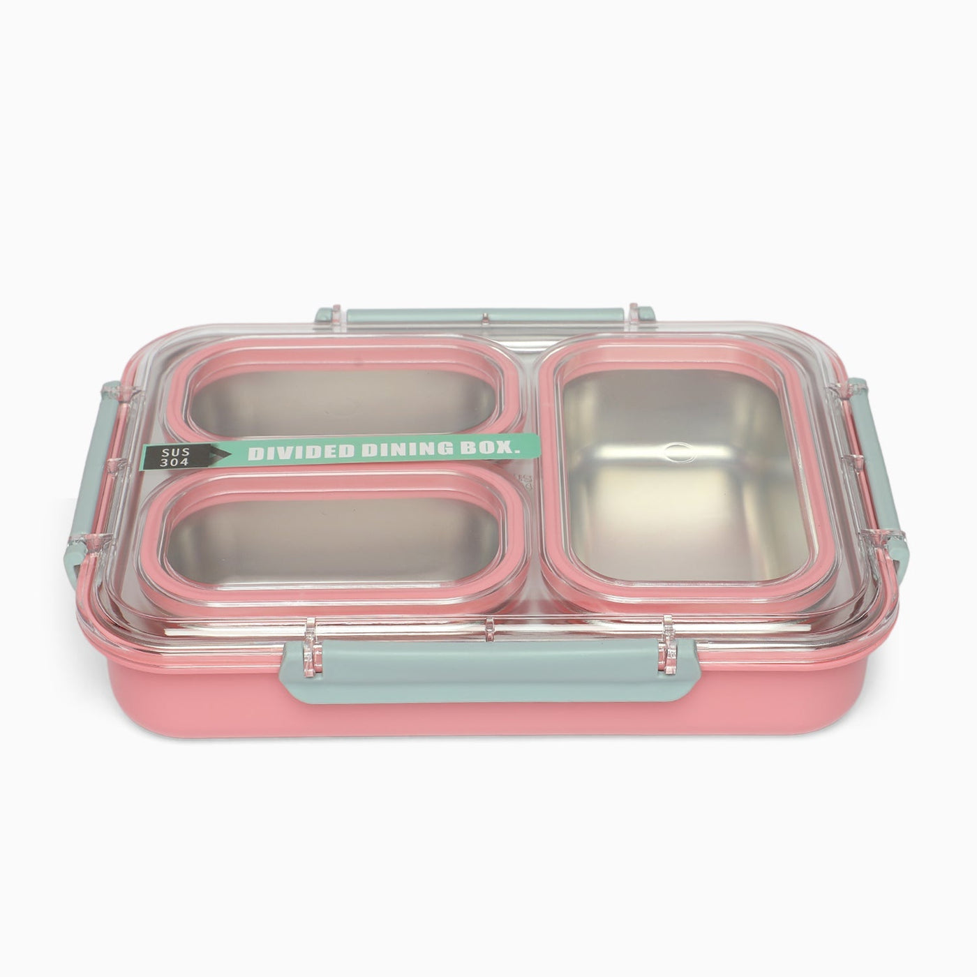 Stainless Steel 3-Compartment 1.2L Lunch Boxes: Durable and Eco-Friendly (pink)