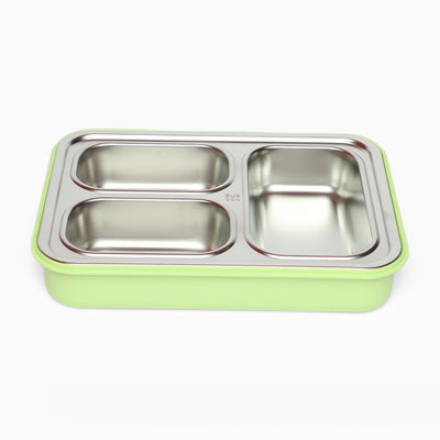 Stainless Steel 3-Compartment 1.2 L Lunch Boxes: Durable and Eco-Friendly (green)