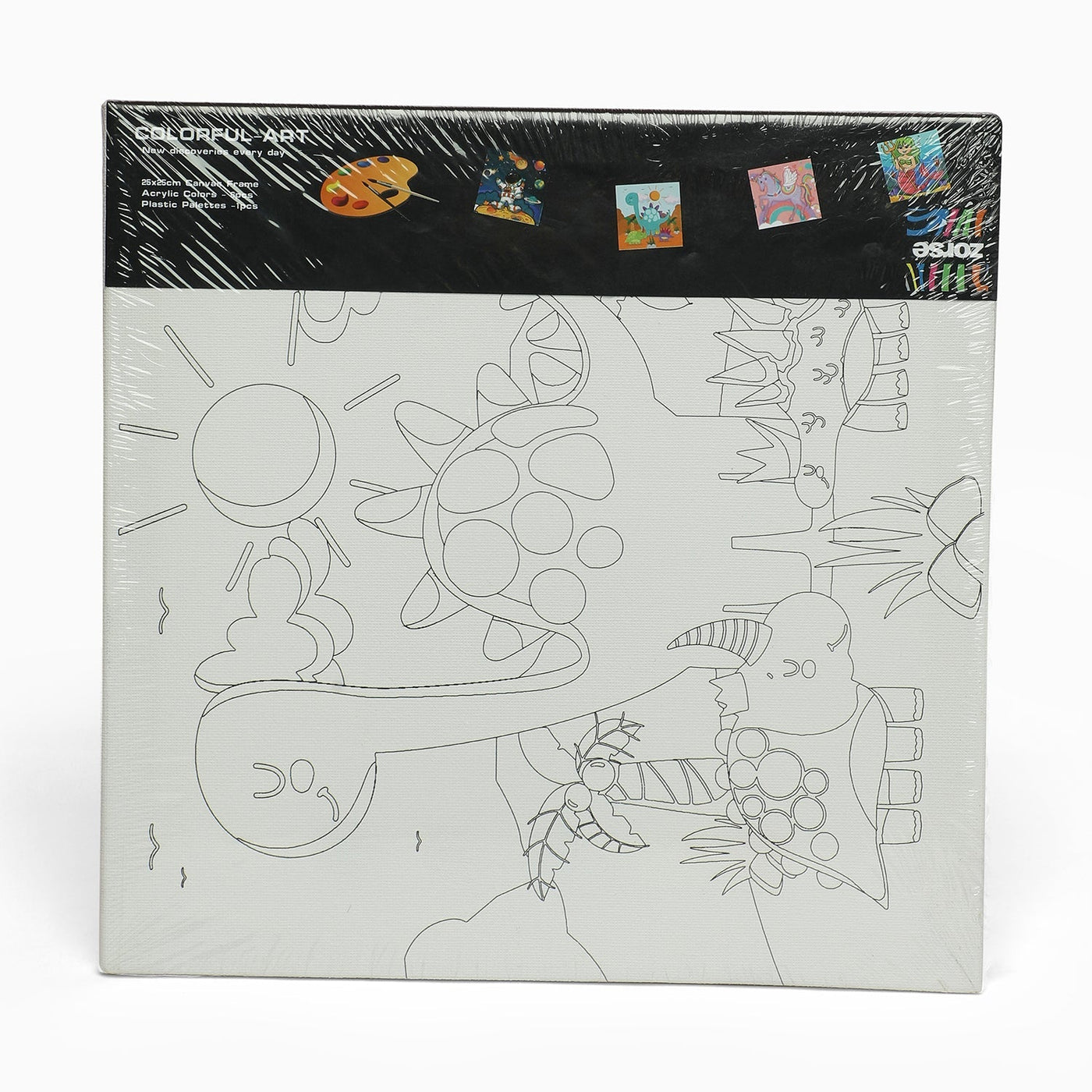 ZORSE Dino six shades of Expression  wooden frame canvas painting set 25 x25cm