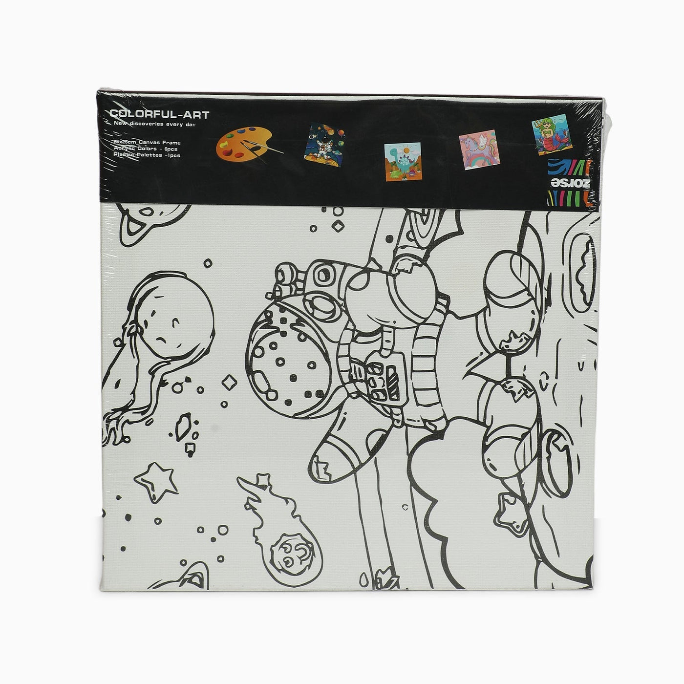 ZORSE space six shades of Expression  wooden frame canvas painting set 25 x25cm