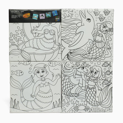 ZORSE Mermaid 4pc eight shades of Expression  wooden frame canvas painting set 15 x 15cm