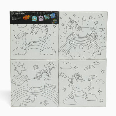 ZORSE Unicorn 4pc eight shades of Expression  wooden frame canvas painting set 15 x 15cm