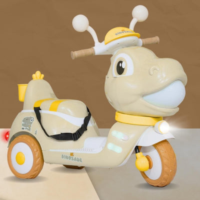 Baby Moo Whimsical Cartoon Kids Electric 3-Wheel Motorcycle Scooter Rechargeable Battery-Powered with Music & Lights Toddler Ride-On Bike Toy for Imaginative Adventures - Off White