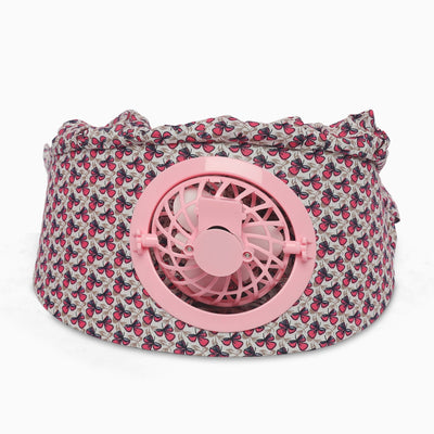 Kids/women USB charging face mask with fan breathable sun hat summer UV protection neck cover cap Visor ( red bow )
