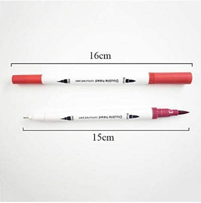 Coloring Pens Set with 12 Colors, Dual Tip Brush Pens and Fine Point of 0.4mm & 2 mm