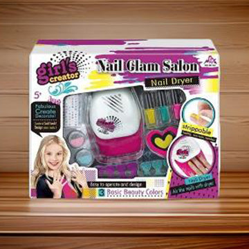 Kids Nail Polish Set, Glam Nail Salon, Pedicure and Manicure Kit, Girls Nail Kit 5-12 Years Old Girls Nail Salon Decoration Set with Nail Dryer 10 pcs set