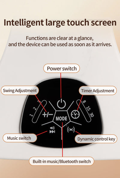 Baby Swing for Infants, Bluetooth Infant Swing with Music Speaker, Bluetooth Touch Screen/Remote Control Timing Function with 5 Speeds, 3 Seat Positions,10 Music, 5 Point Harness Belt