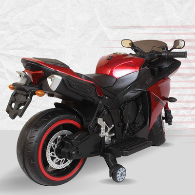 Baby Moo R1 Electric Ride-On Bike For Kids | Rechargeable Battery-Powered Toy With Led Lights, Music, And Usb Port | Battery Operated Bike 2 To 8 Years - Red