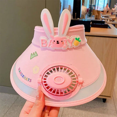 Stay Cool and Stylish with our Animal-Themed Summer Sun Visor Cap: Adjustable Strap and Built-in Fan