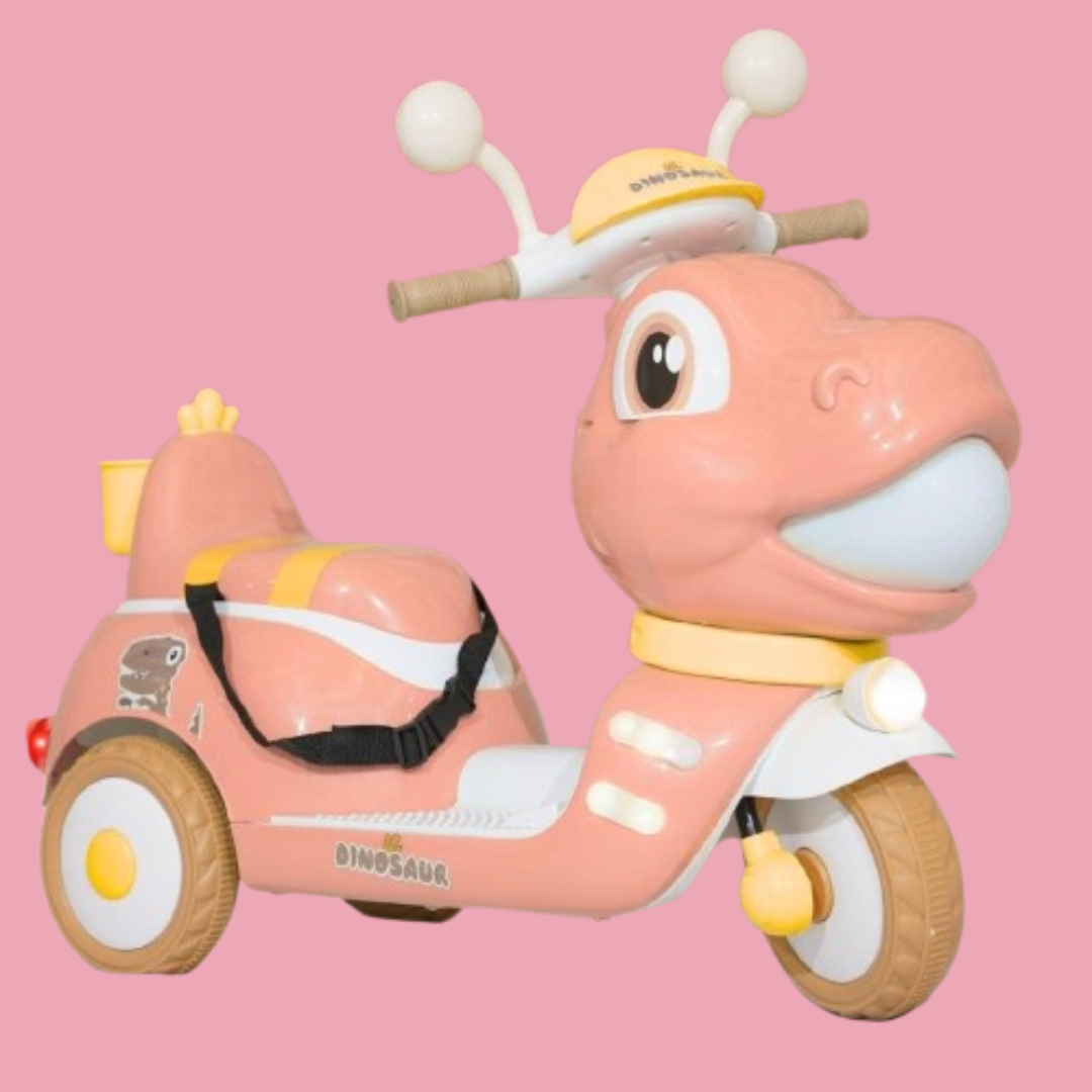 Baby Moo Whimsical Cartoon Kids Electric 3-Wheel Motorcycle Scooter Rechargeable Battery-Powered with Music & Lights Toddler Ride-On Bike Toy for Imaginative Adventures - Pink