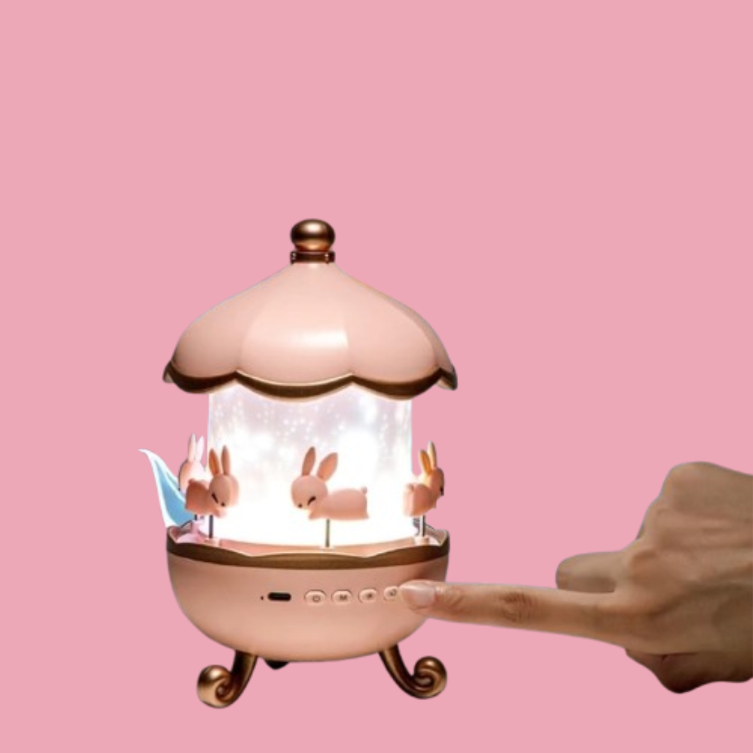 Rotating Night Light Projector with Music & Rabbit Carousel Design